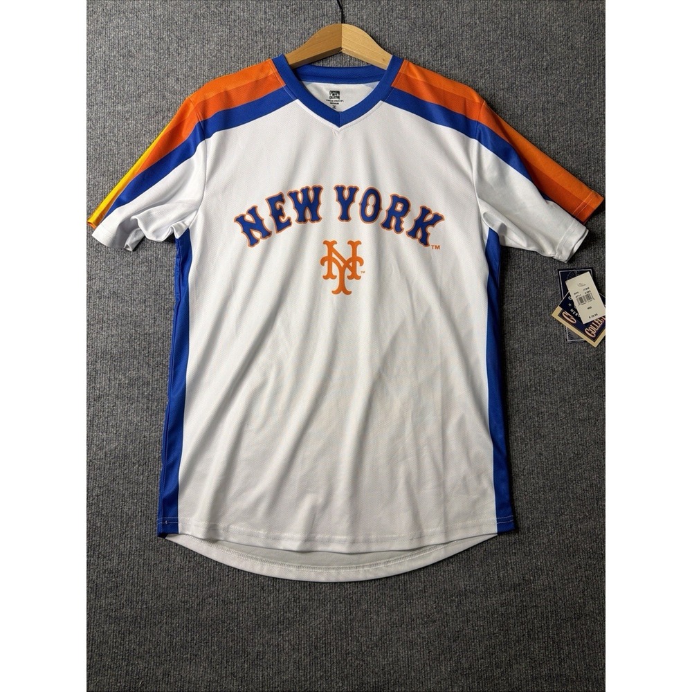 New York Mets Cooperstown Collection Jersey‎ Medium NWT White Blue Orange